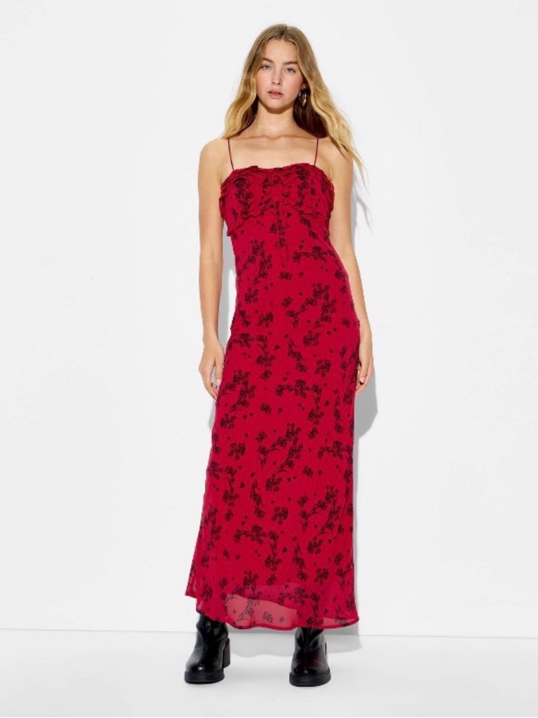Women's Sleeveless Maxi Empire Waist Dress - Wild Fable Red Floral Size Xxs